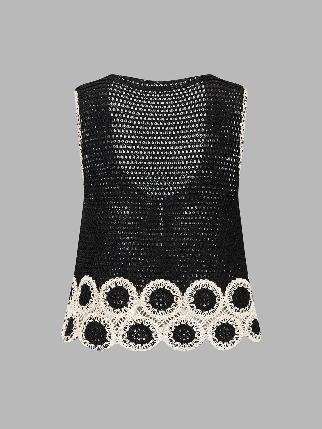 Crochet Lace Trim Sleeveless Vest & Mini Skirt Set