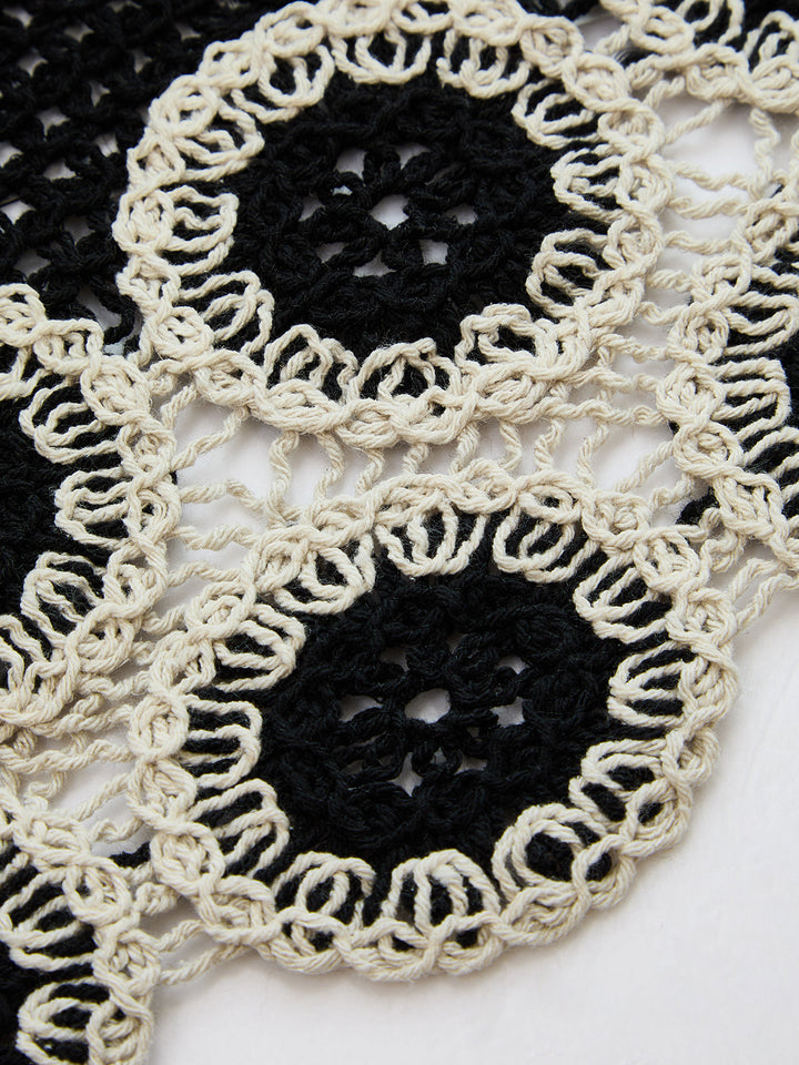 Crochet Lace Trim Sleeveless Vest & Mini Skirt Set
