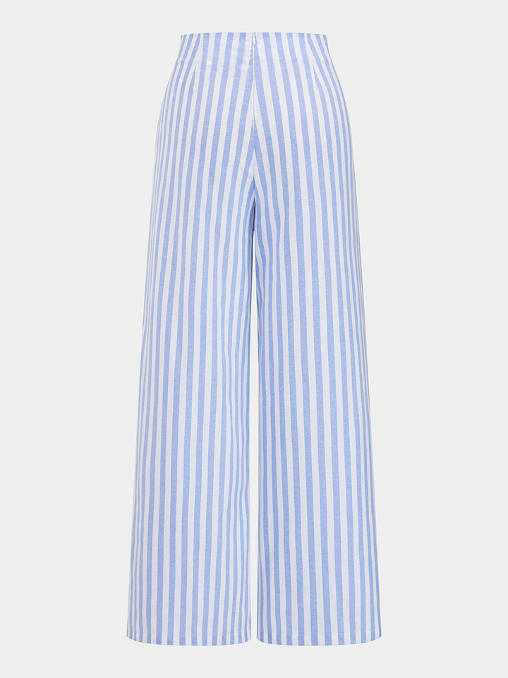 Belted Striped Lapel Vest & Pants Set