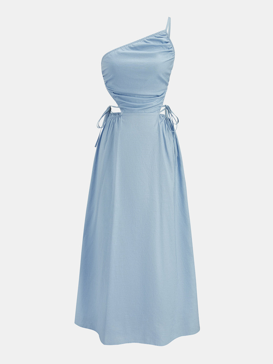 Cutout Tie-Side Cotton Linen Midi Dress