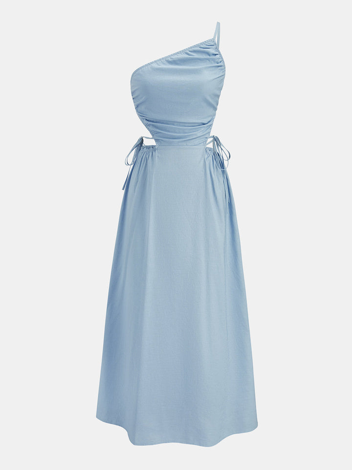 Cutout Tie-Side Cotton Linen Midi Dress