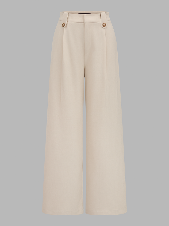 V-neck button-front cropped fitted vest and wide-leg trousers set