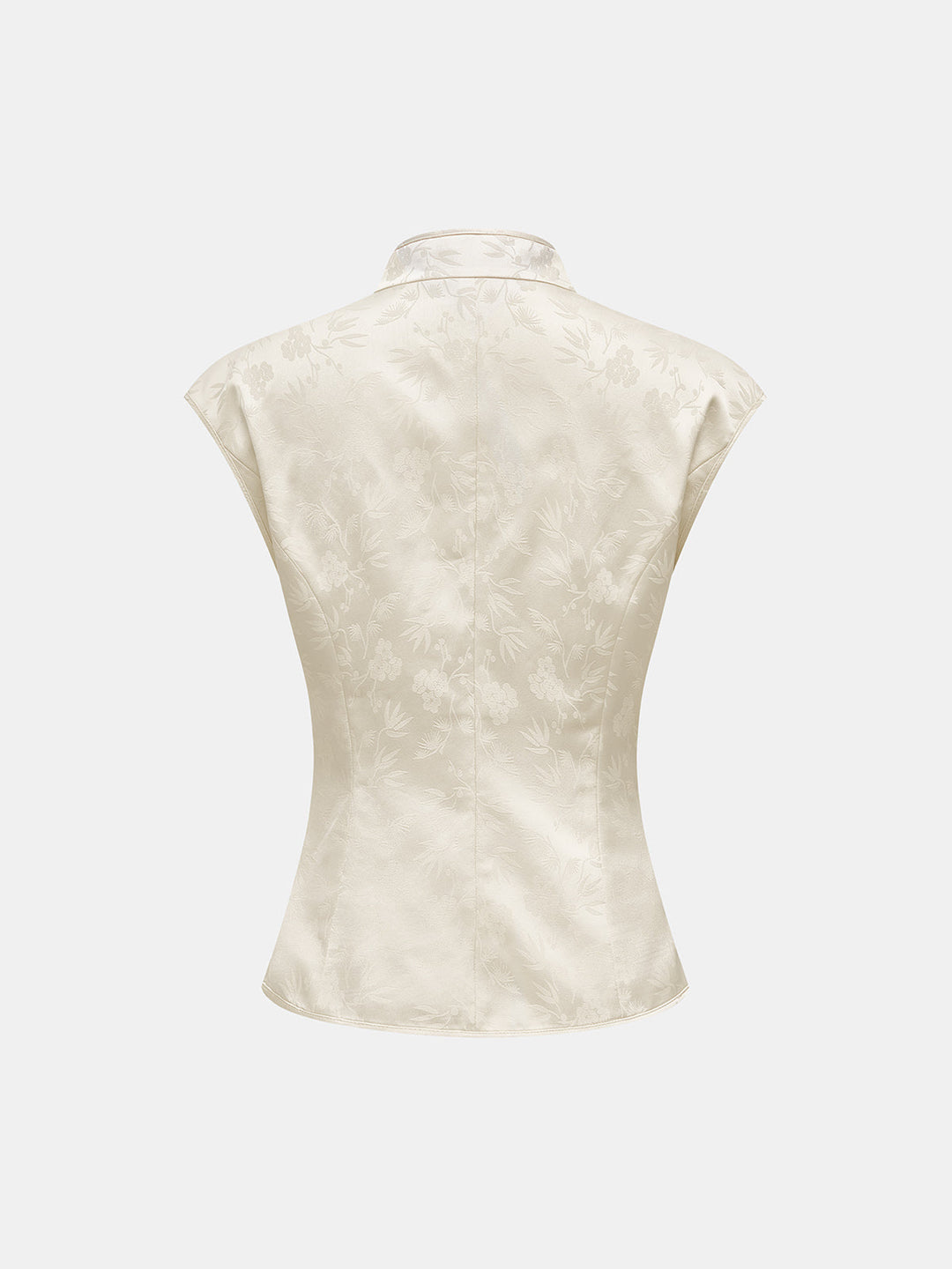 Metal Frog Button Jacquard Sleeveless Vest