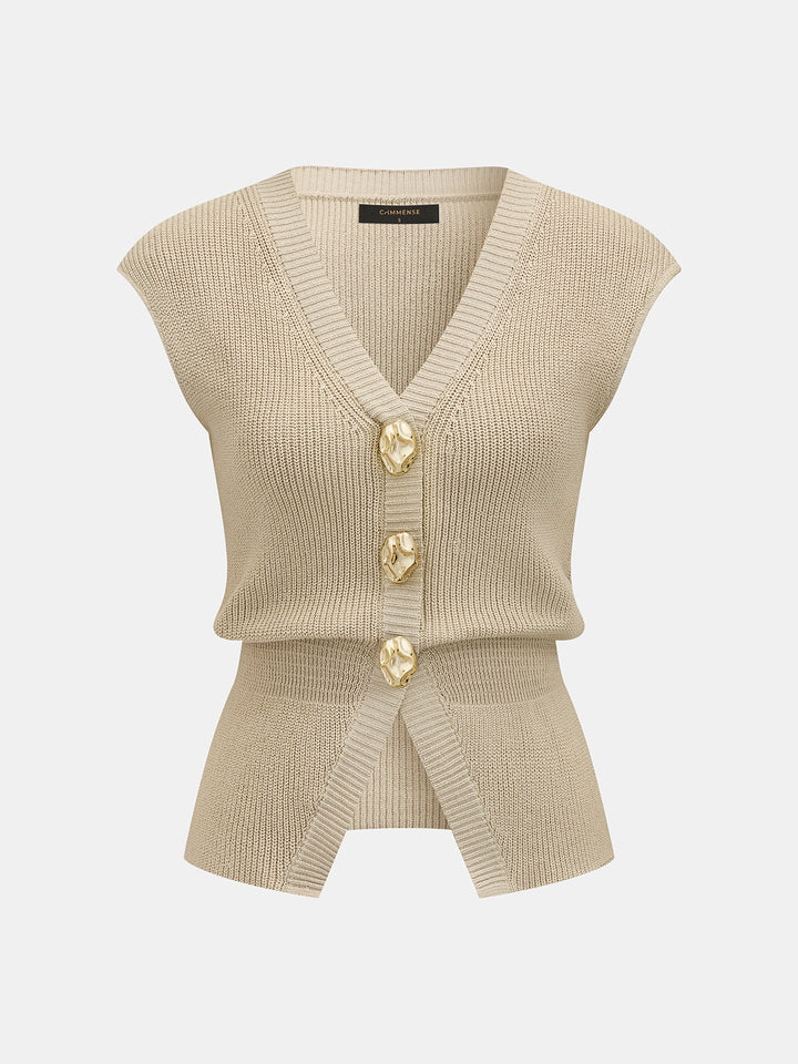 V-Neck Metal Accent Knit Vest