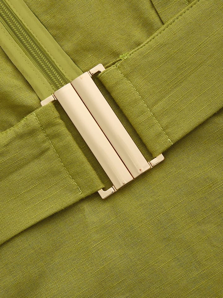 Cutout Sleeveless Cotton Linen Maxi Dress
