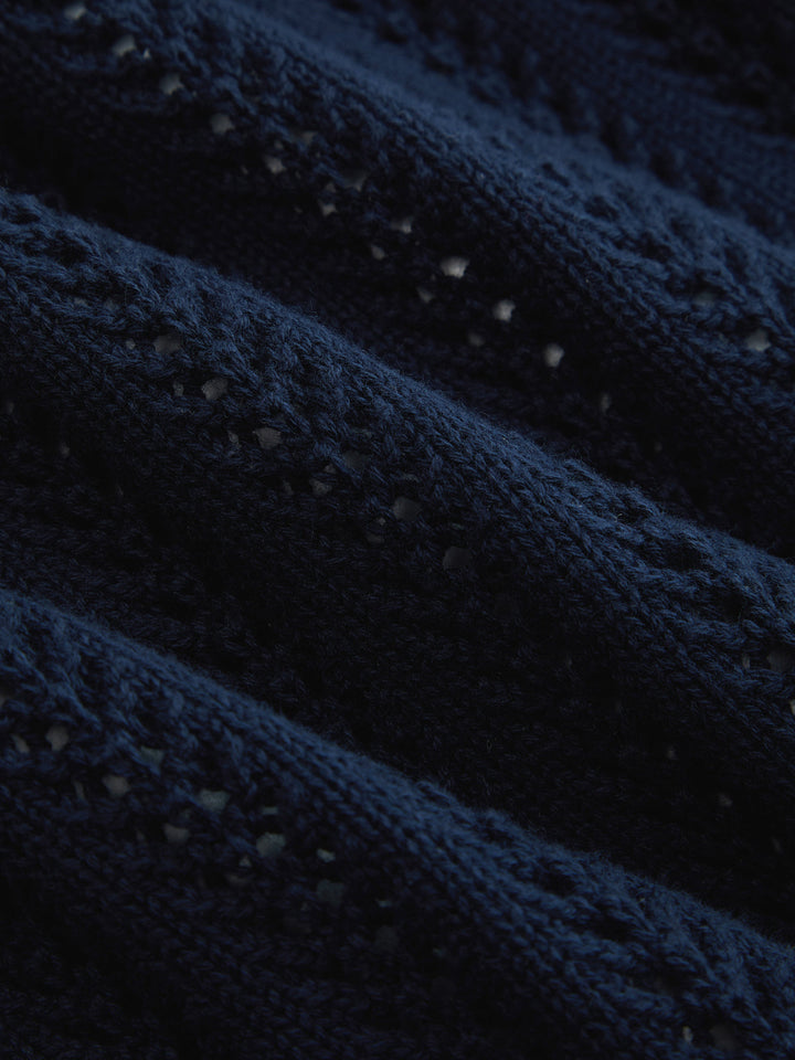 Embroidered Openwork Buttoned Knit Vest