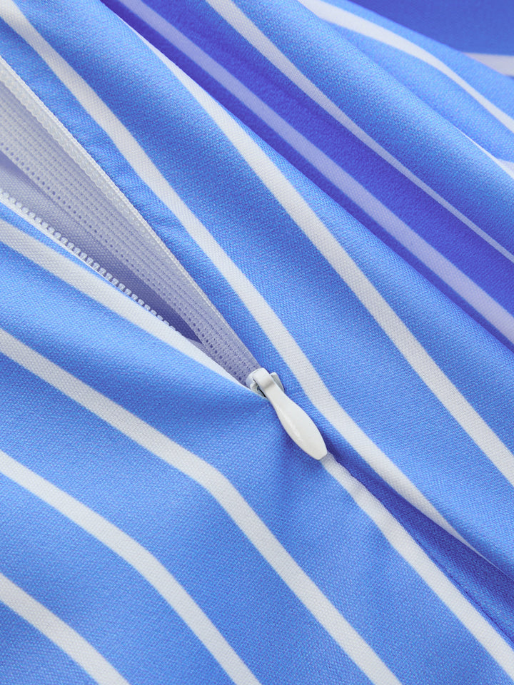 Blue Stripe Backless Dress