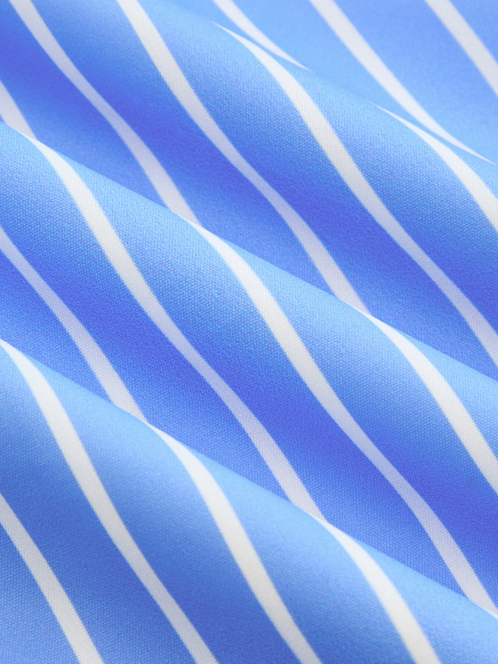 Blue Stripe Backless Dress