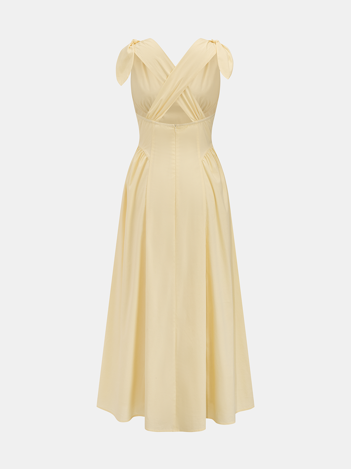 Cross Back Bow Strap Midi Dress