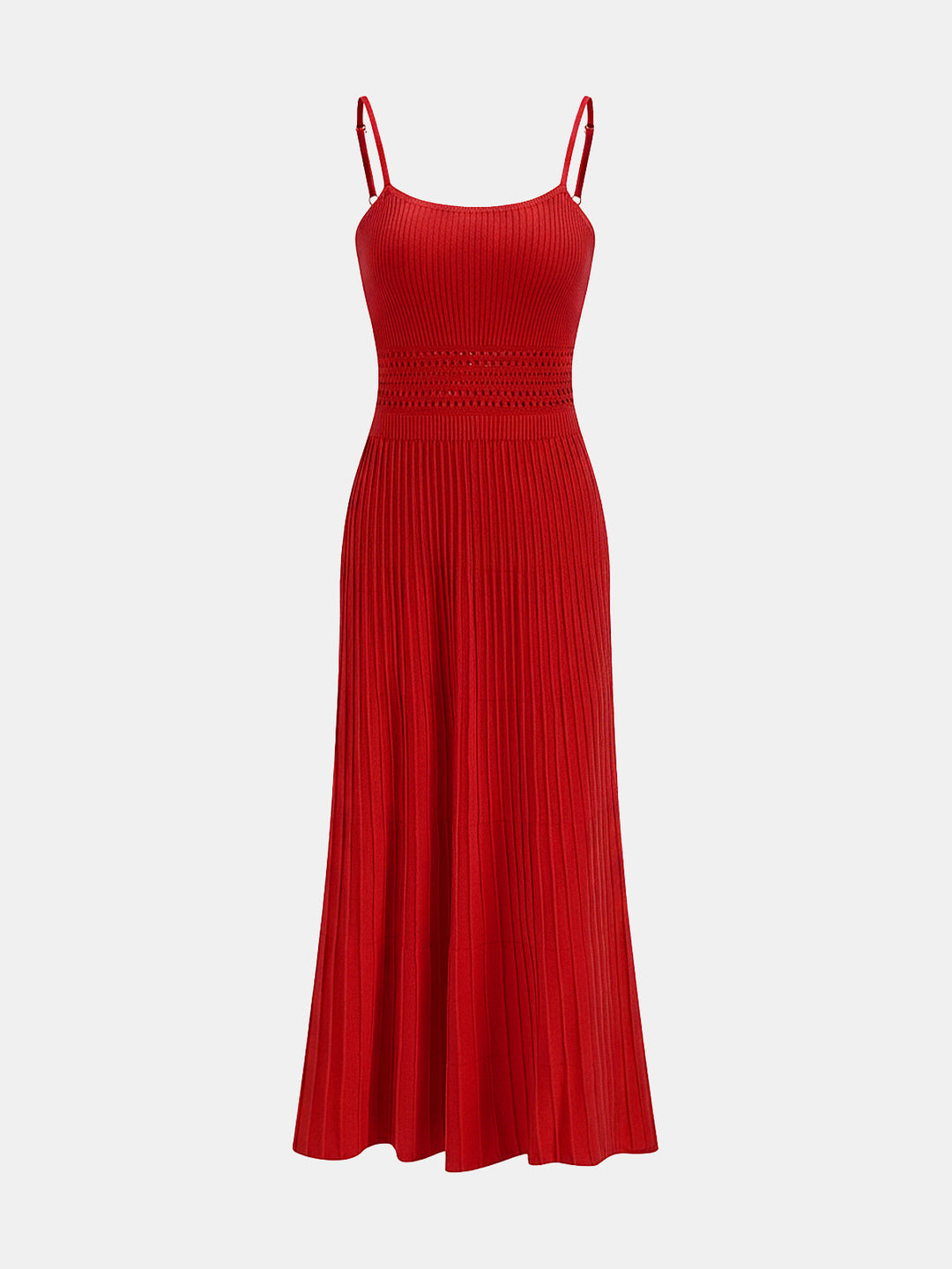 Openwork Ribbed Knit Cami Maxi Dress