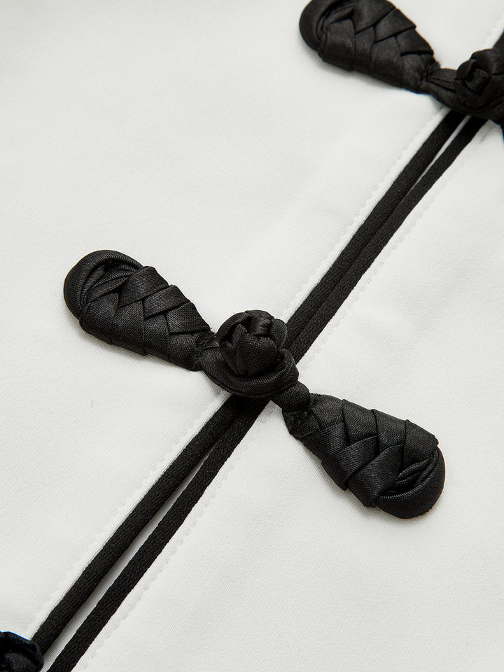 Frog Button Vest & Wide Leg Pant Set