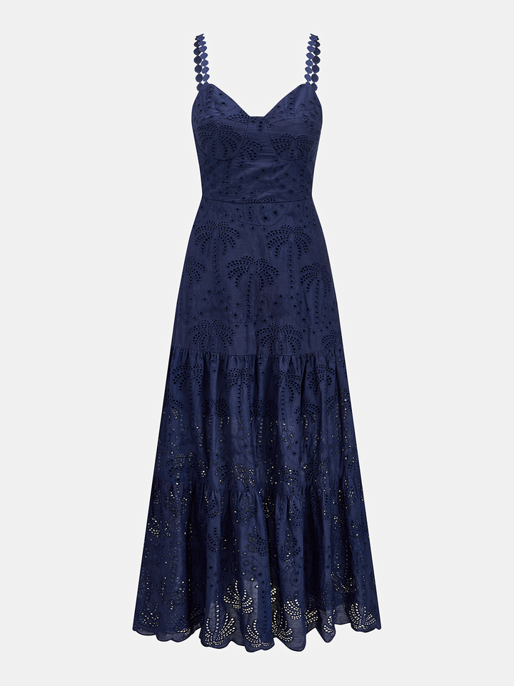 Eyelet Embroidery Tiered Cami Dress