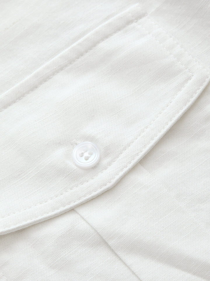 Cotton Linen Pocket Drawstring Shirt Romper