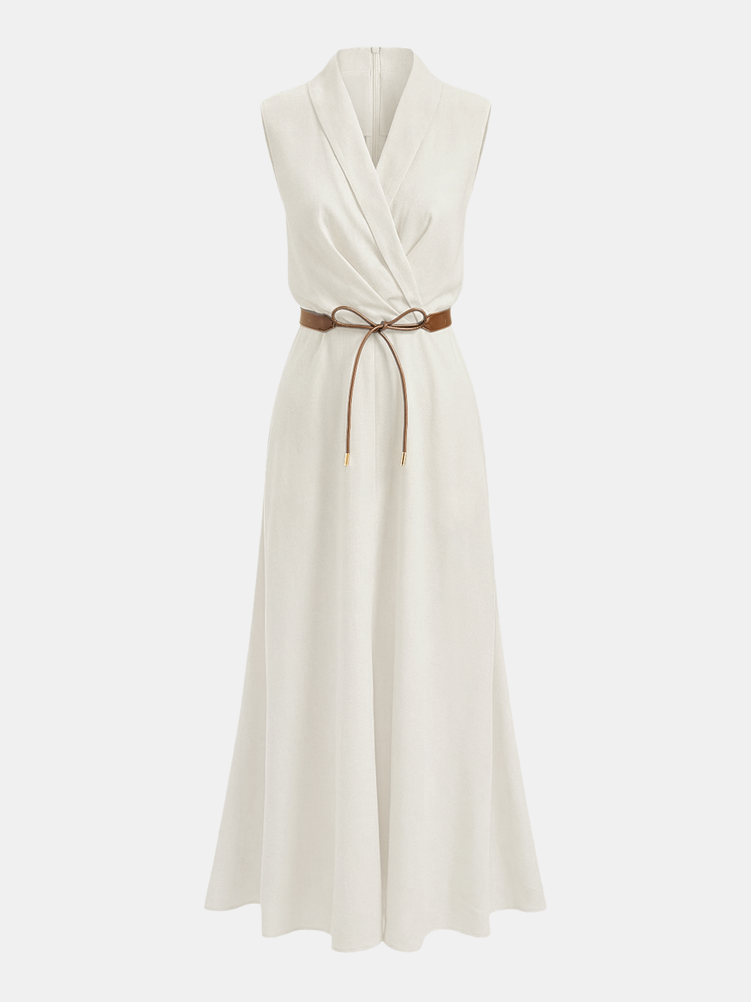 Belted Sleeveless Wrap Maxi Dress