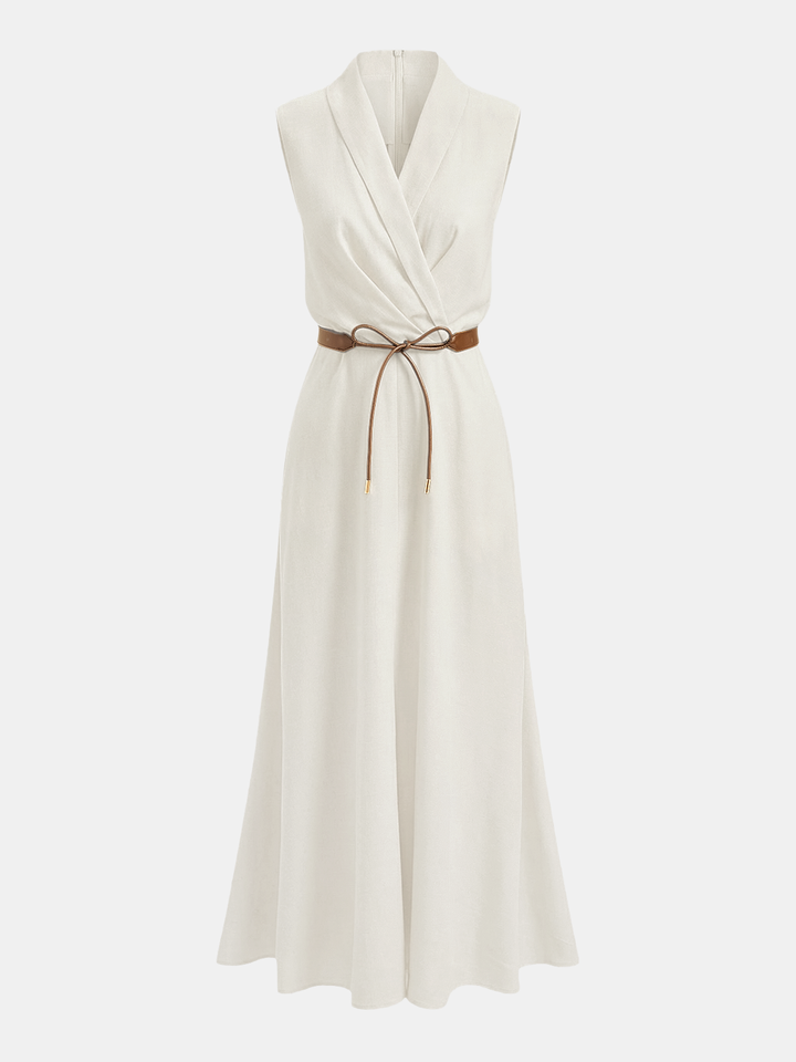 Belted Sleeveless Wrap Maxi Dress
