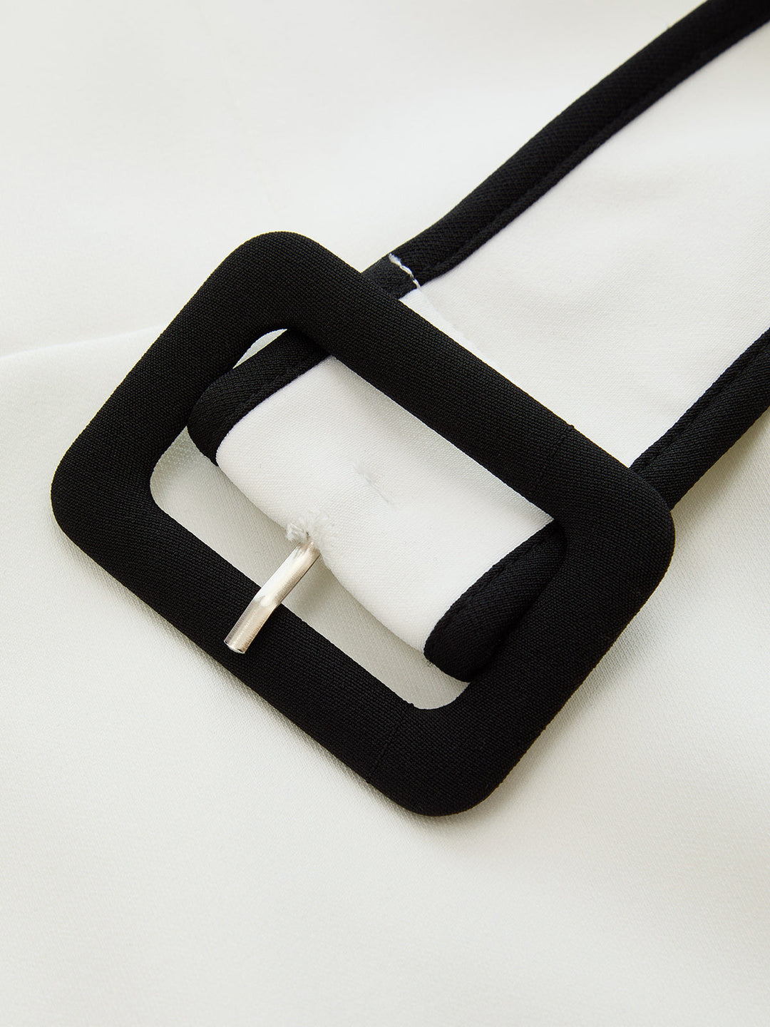 Contrast Trim Belted Pencil Midi Dress