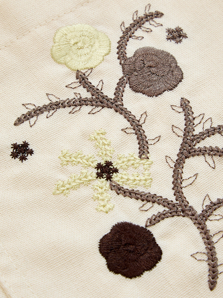 Floral Embroidery Belted Vest & Shorts Set