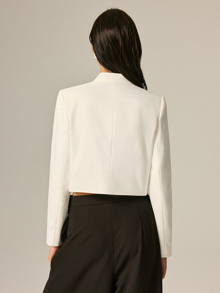 Stand Collar Embroidery Metal Button Jacket