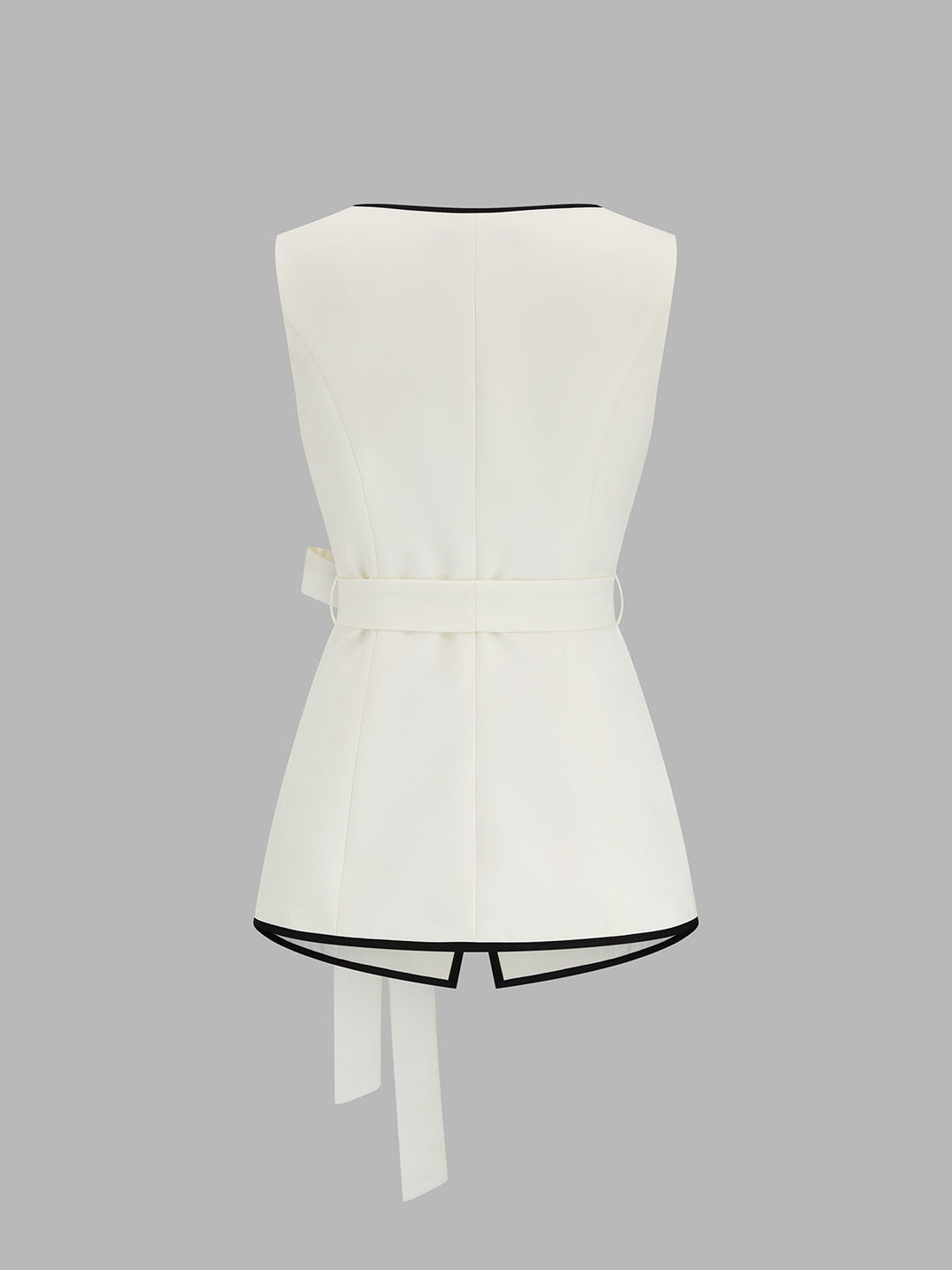 Square Neck Belted Contrast Trim Vest