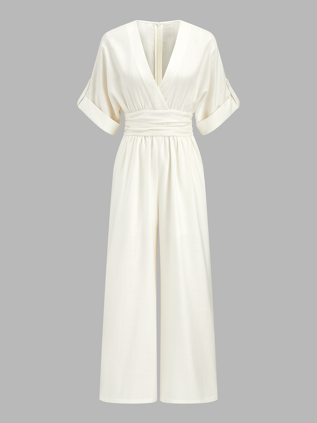 Tencel Blend Ruched Waist Wide Leg Jumpsuit