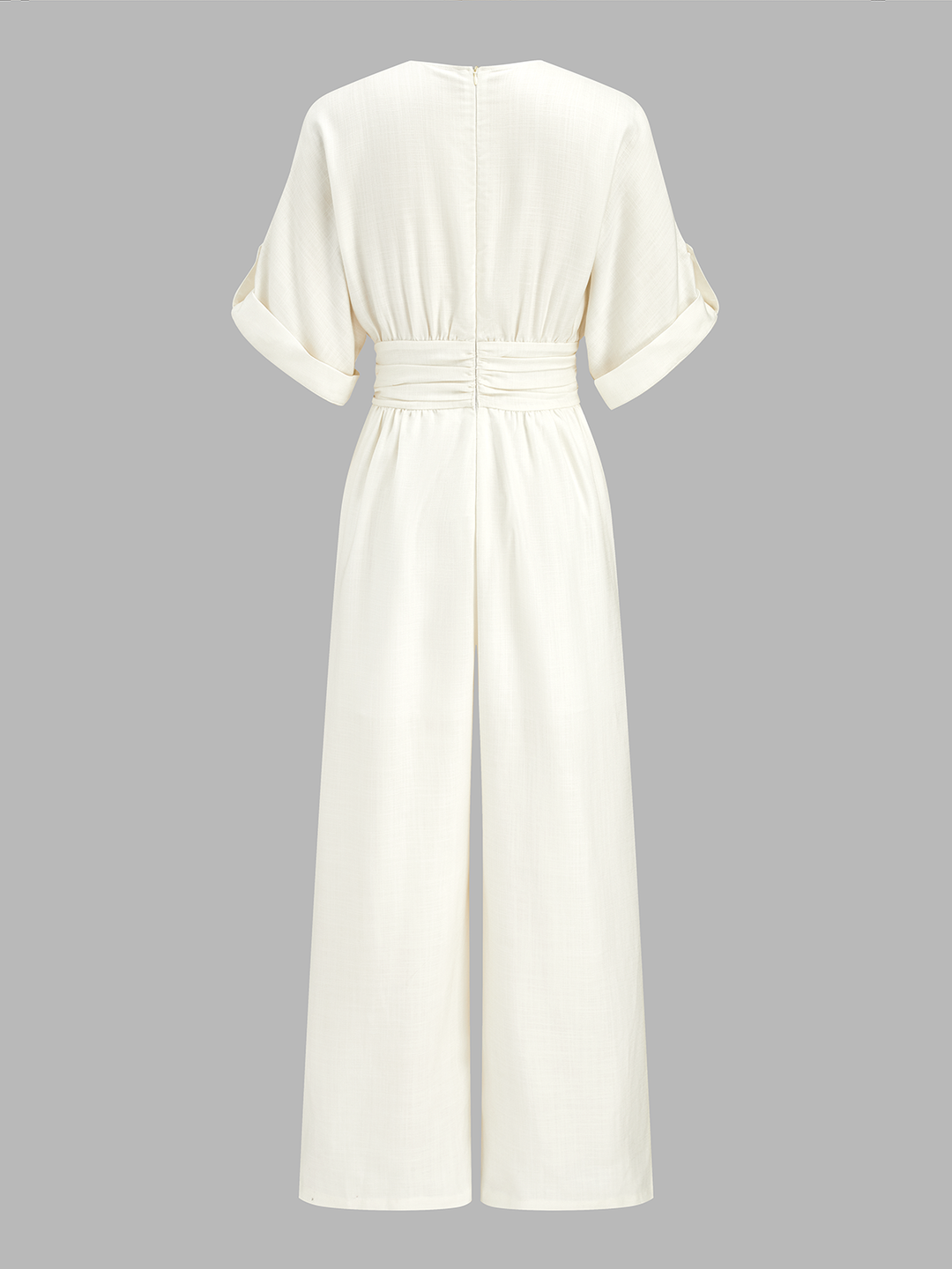 Tencel Blend Ruched Waist Wide Leg Jumpsuit