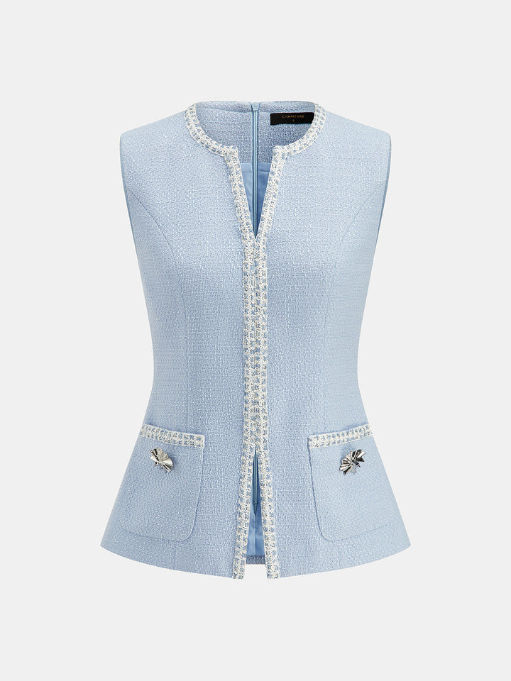 Tailored Tweed Sleeveless Vest