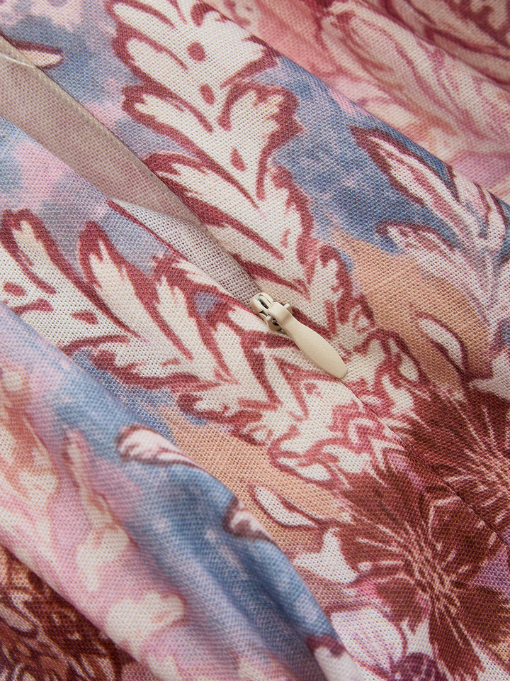Vintage Floral Cutout Back Tie Maxi Dress