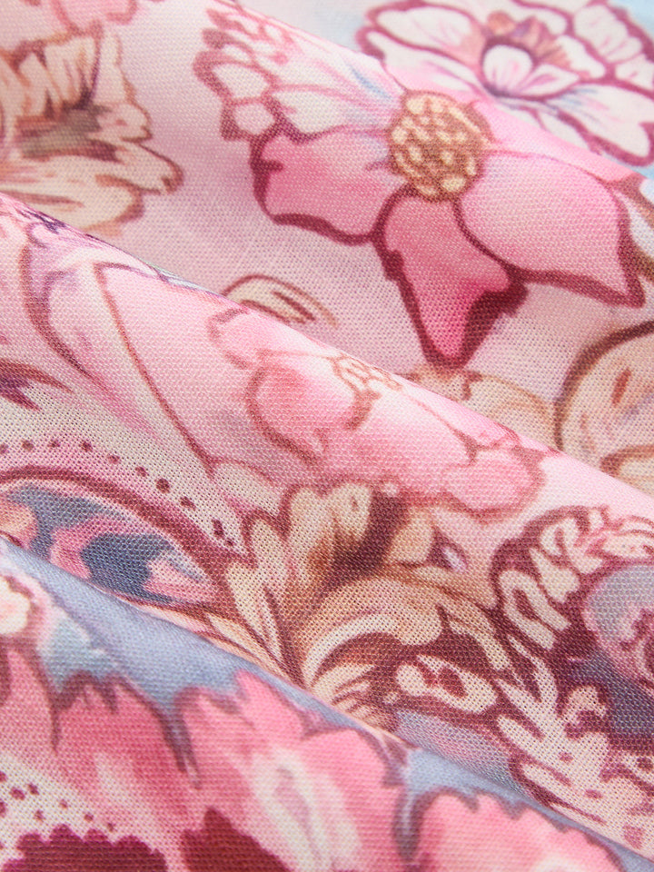 Vintage Floral Cutout Back Tie Maxi Dress