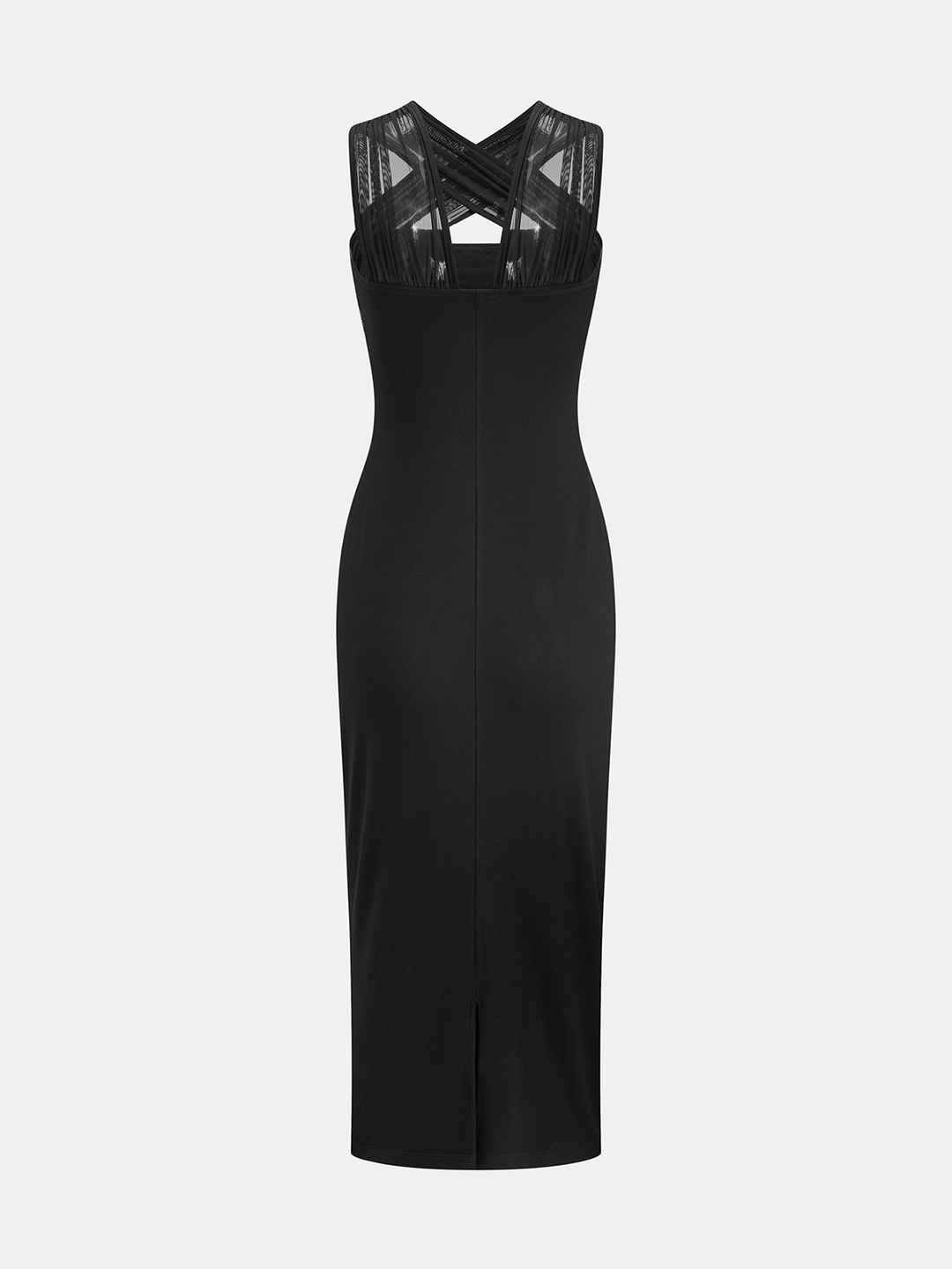 Mesh Cross Strap Bodycon Midi Dress