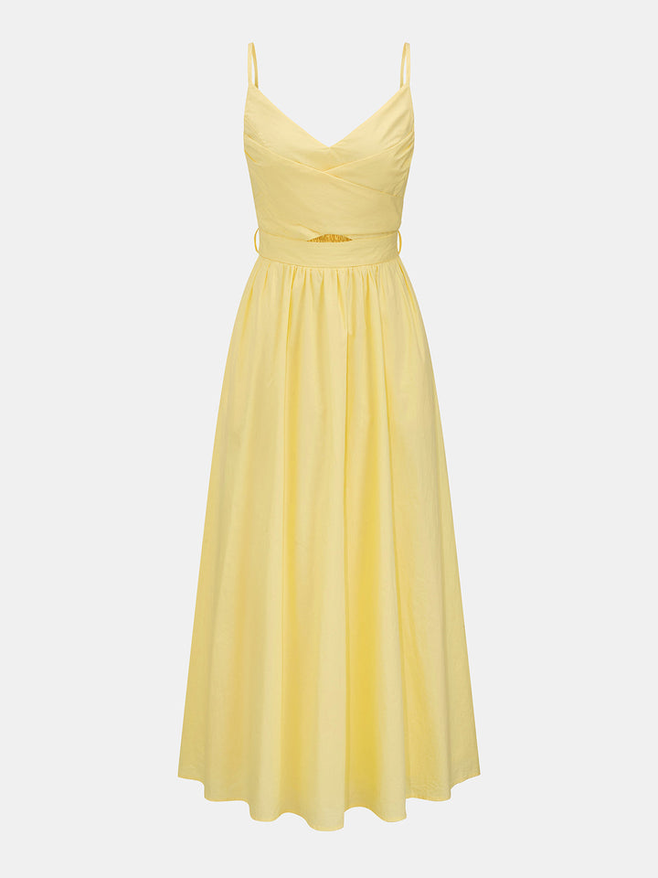 Waist Cutout Tie Back Maxi Slip Dress
