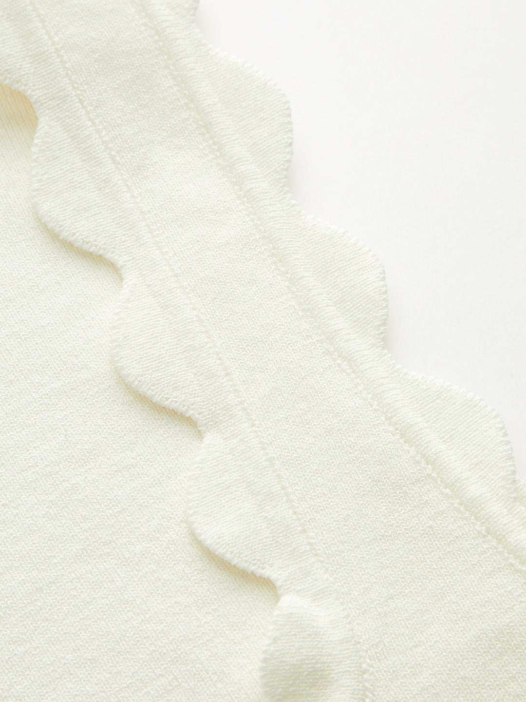 Scallop Edge Square Neck Ribbed Knit Tank Top