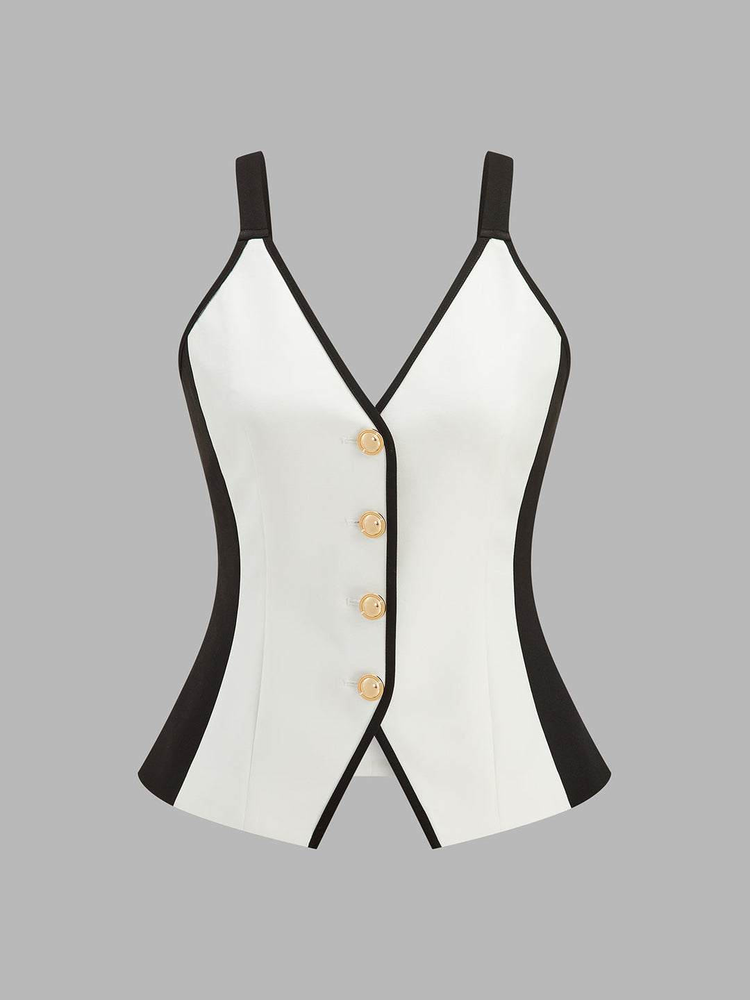 Color Block Metal Button Cami Vest