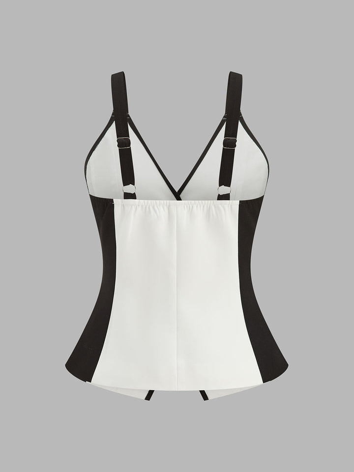 Color Block Metal Button Cami Vest