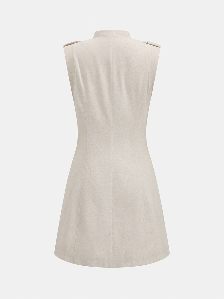 Napoleon Style Cotton Linen Mini Dress