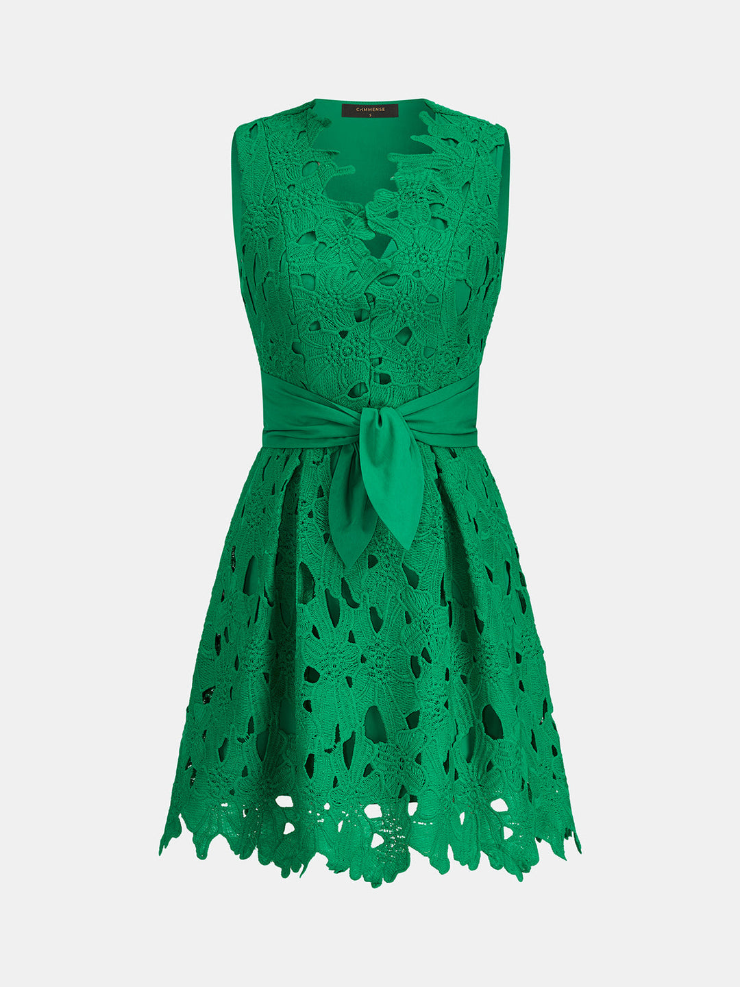 Crochet Lace Belted Sleeveless Mini Dress