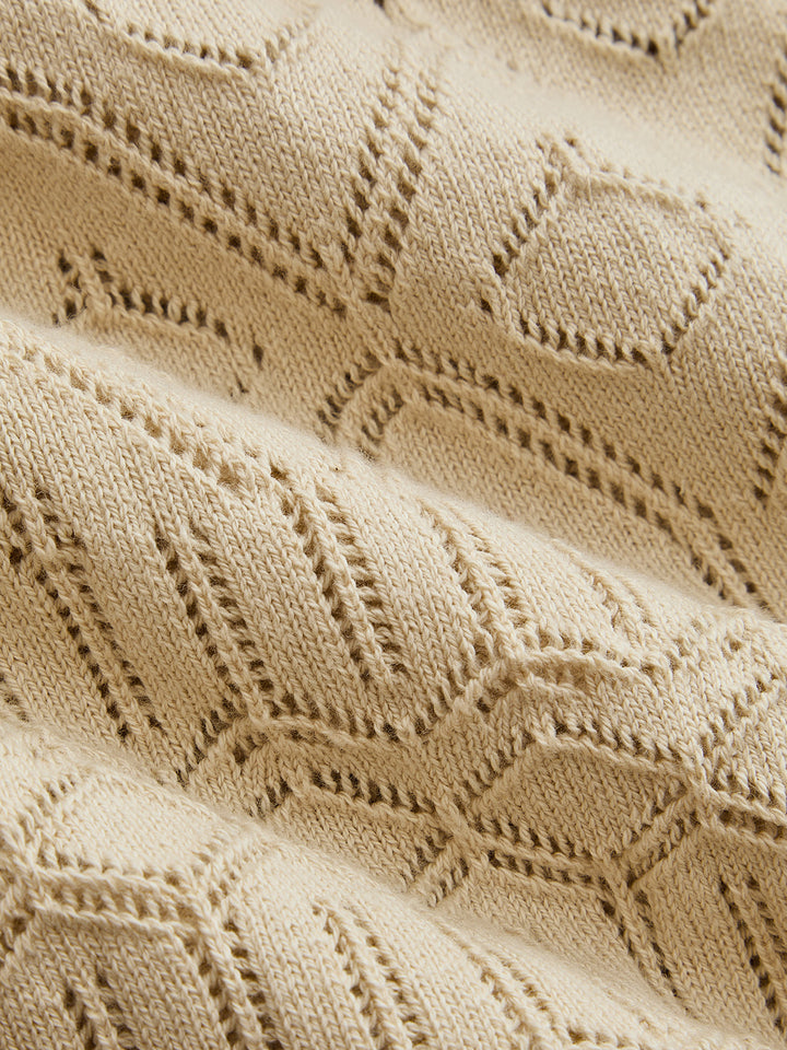 Hollow Knit Ruffle Maxi Slip Dress