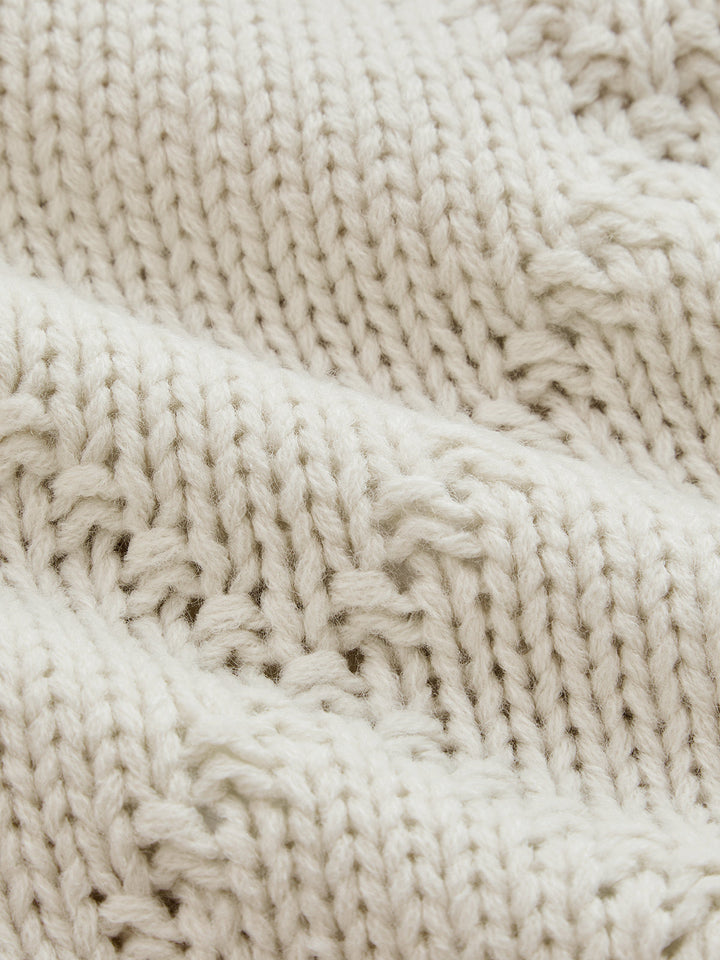 Contrast Edge Fish Intarsia Loose Sweater