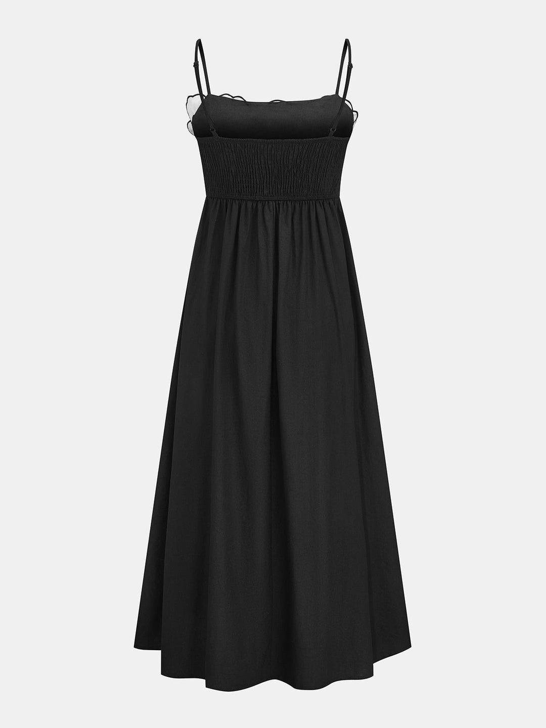 Contrast Flower Bust Pleated Swing Dress