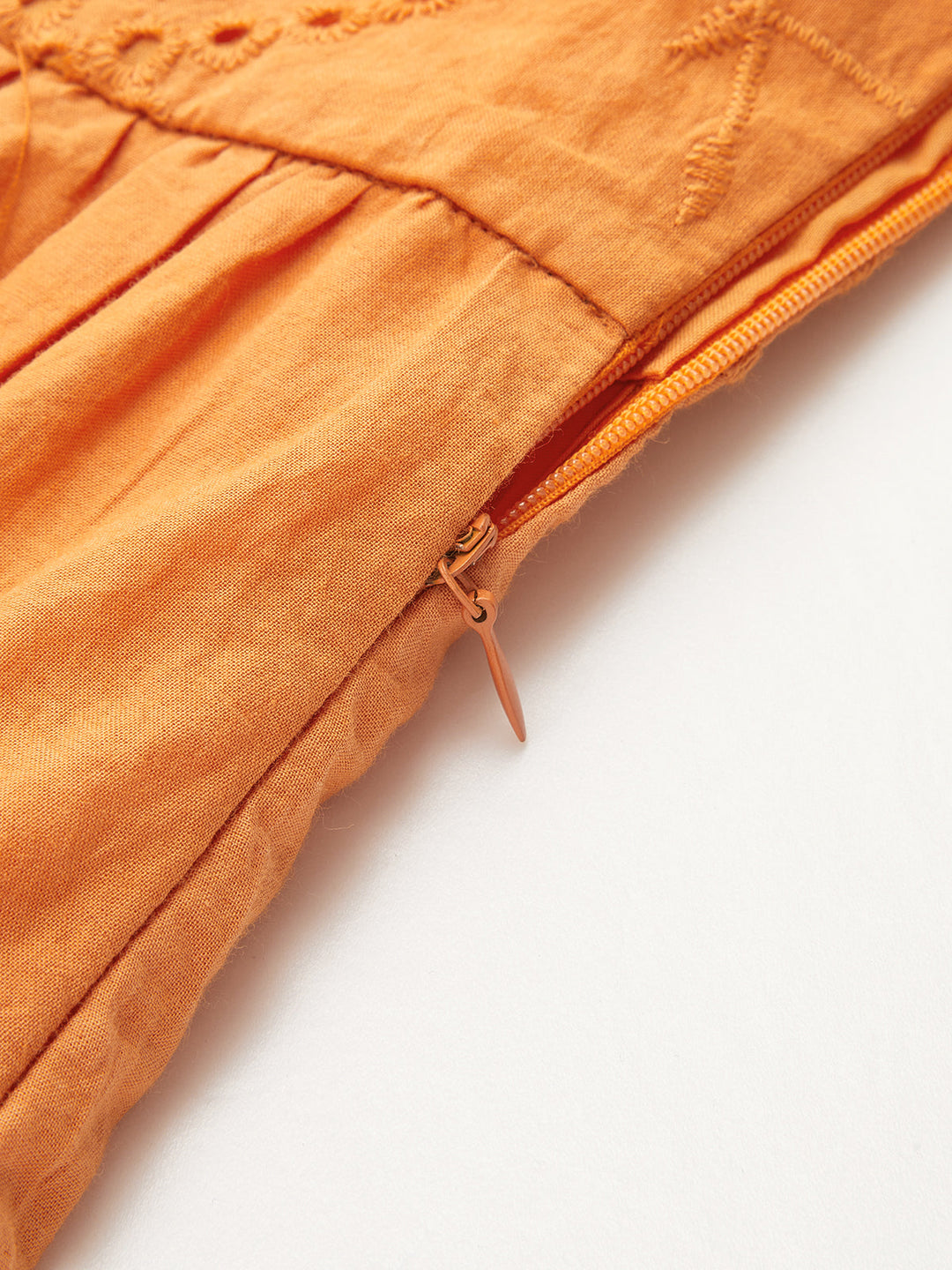 Scallop V Neck Eyelet Belted Mini Dress