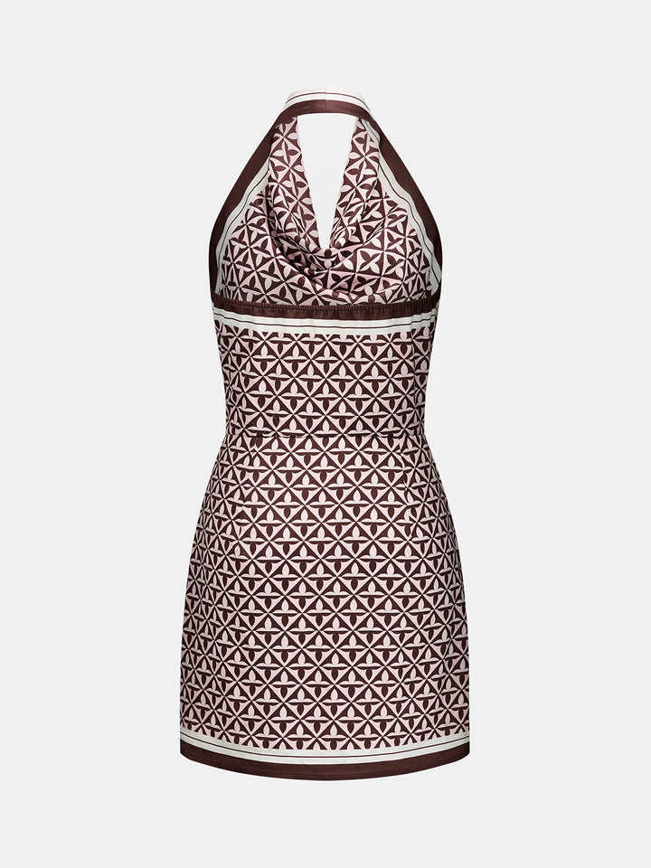 Halter Neck Printed Mini Dress