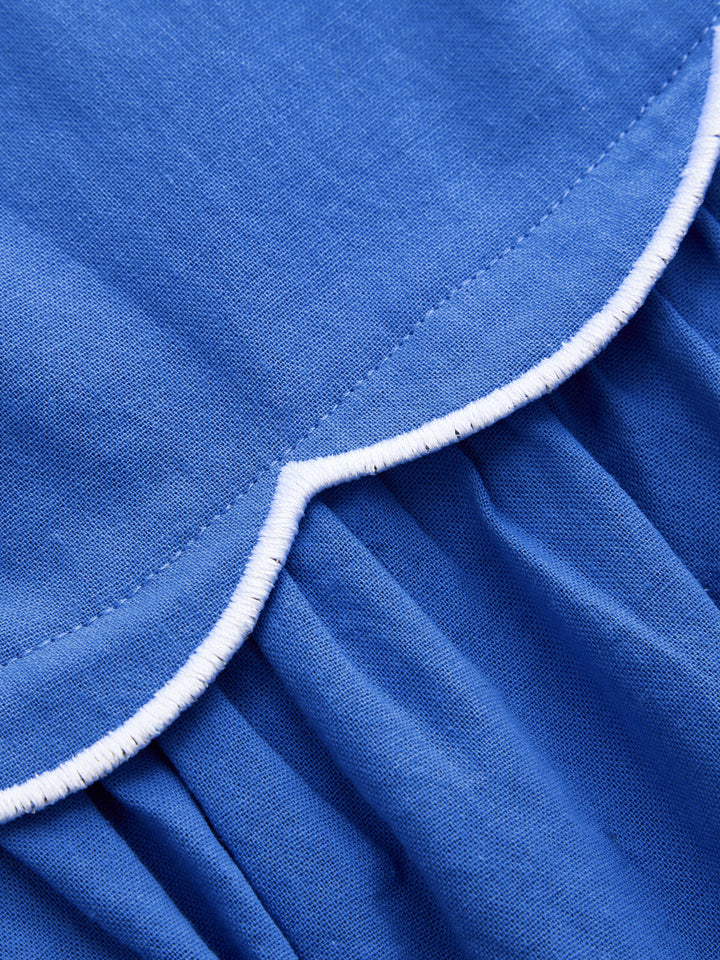 Scalloped Piping Cotton Cami Maxi Dress