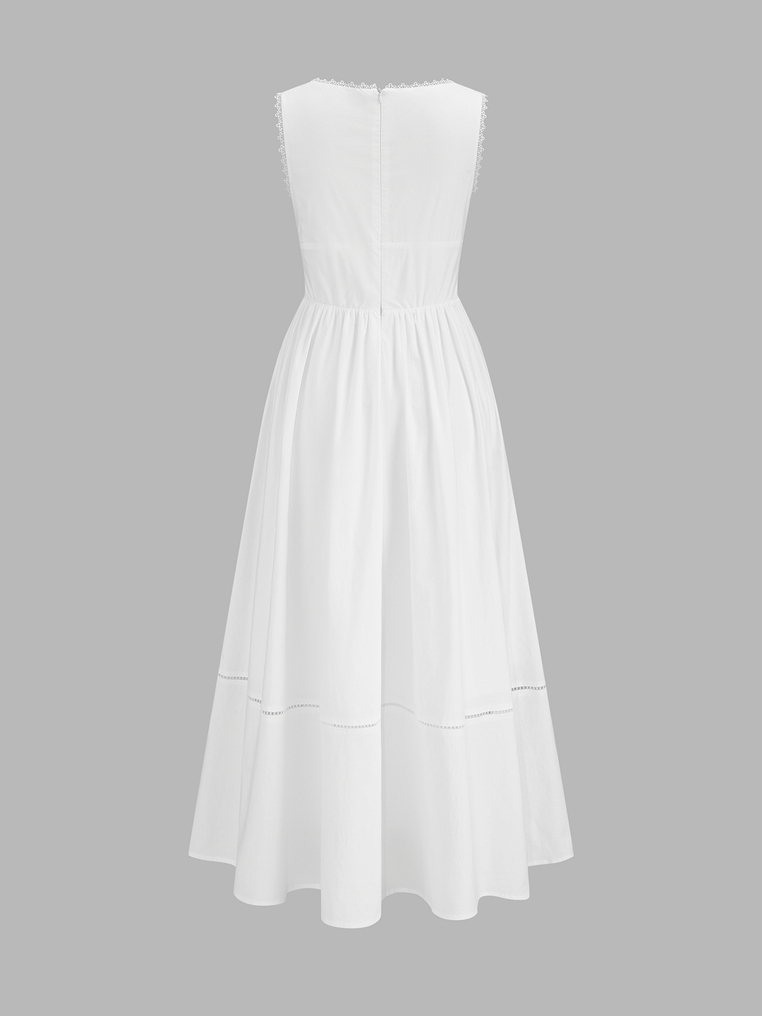 Lace Trim V‑Neck Corset Midi Dress