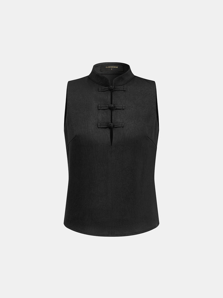 Frog Button Jacquard Vest & Pants Set