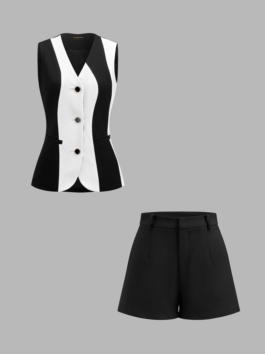 Color Block Sleeveless Vest & Shorts Set