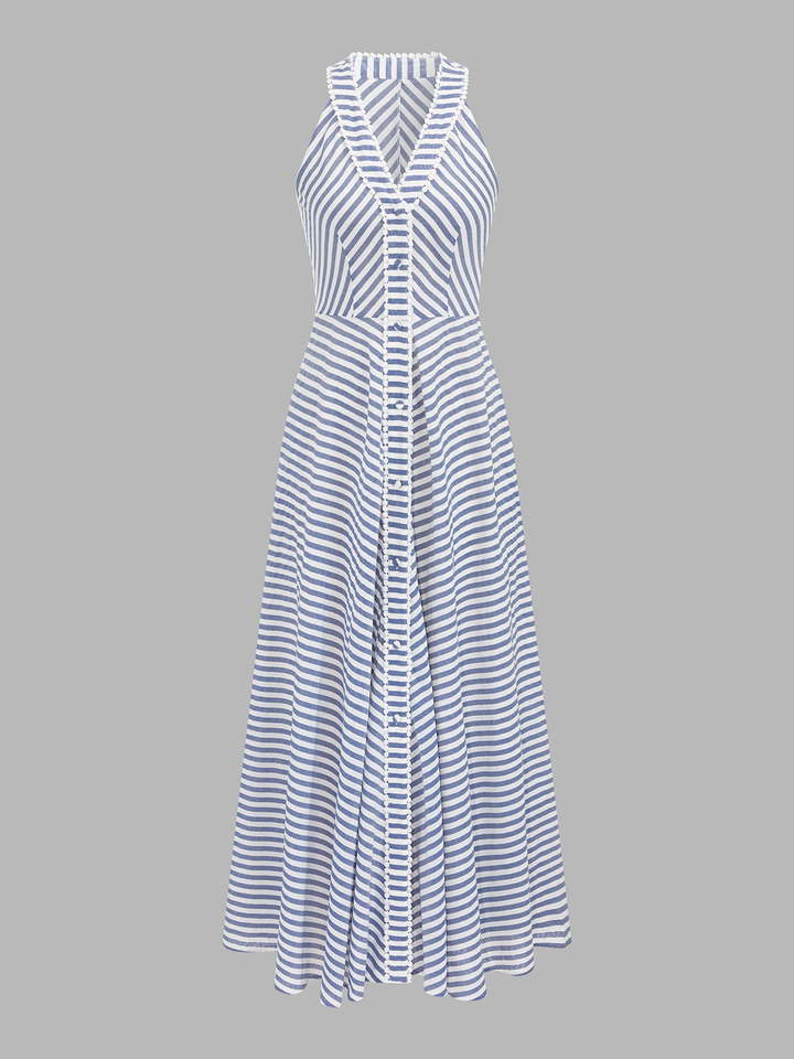 Striped Halter Maxi Dress