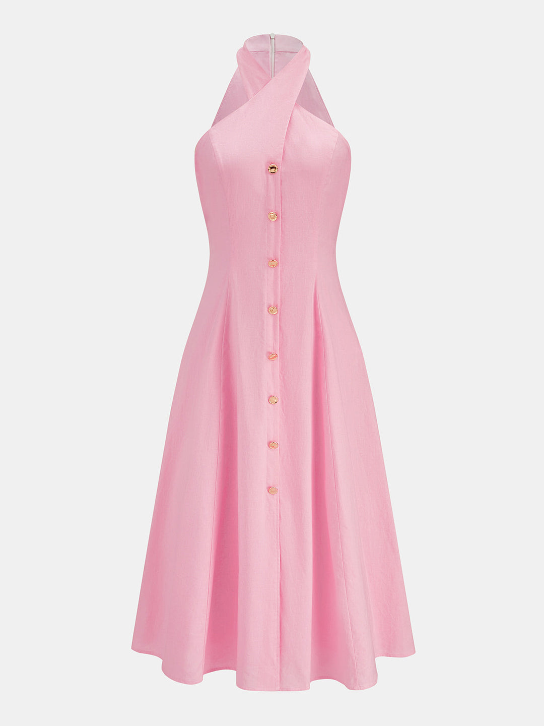 Crisscross Halter Cotton Linen Maxi Dress