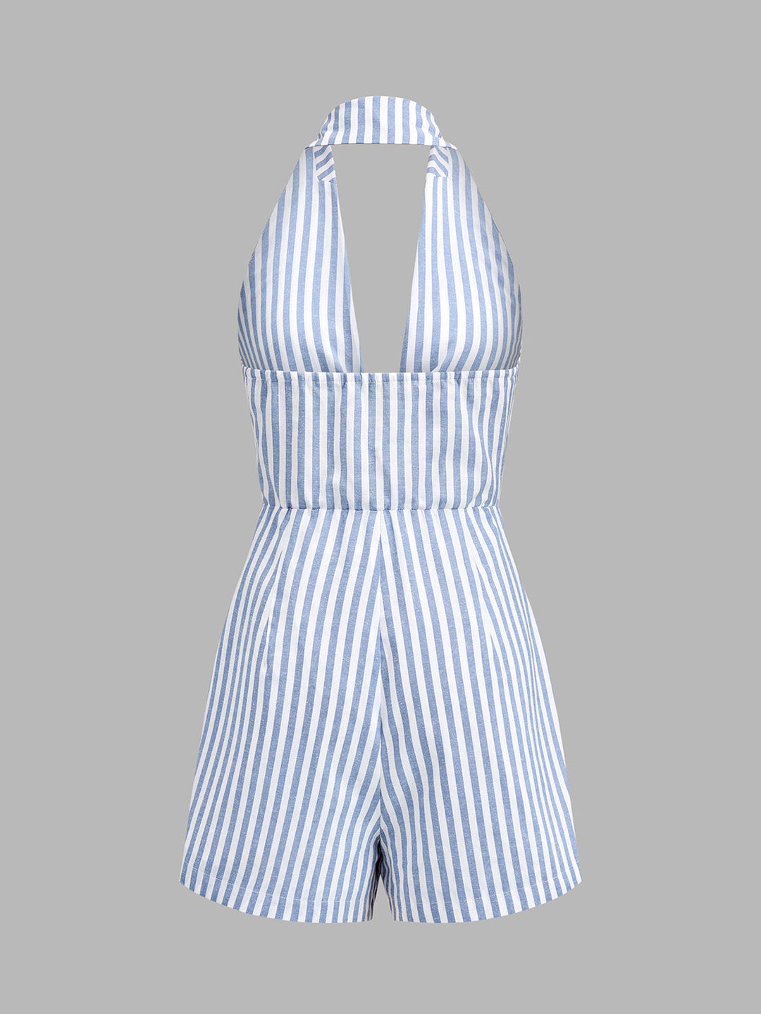 Halter Tie Front Striped Romper