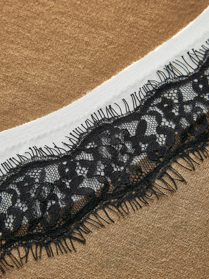 Lace Trim Contrast V Neck Sleeveless Knit Vest