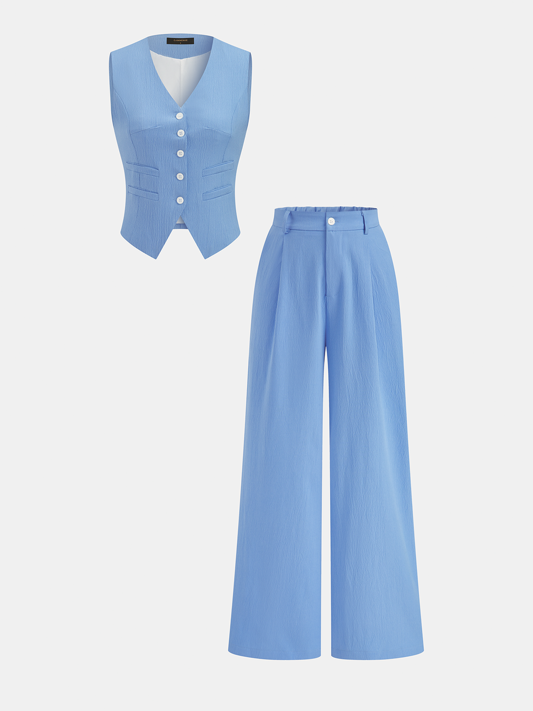 Cotton Linen V-Neck Vest & Pants Set