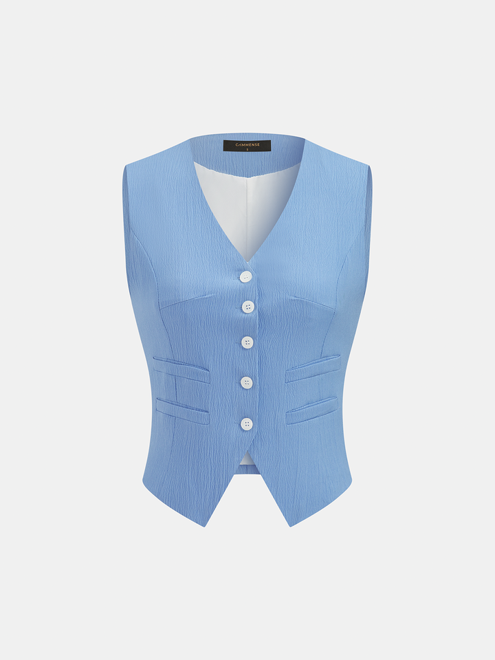 Cotton Linen V-Neck Vest & Pants Set